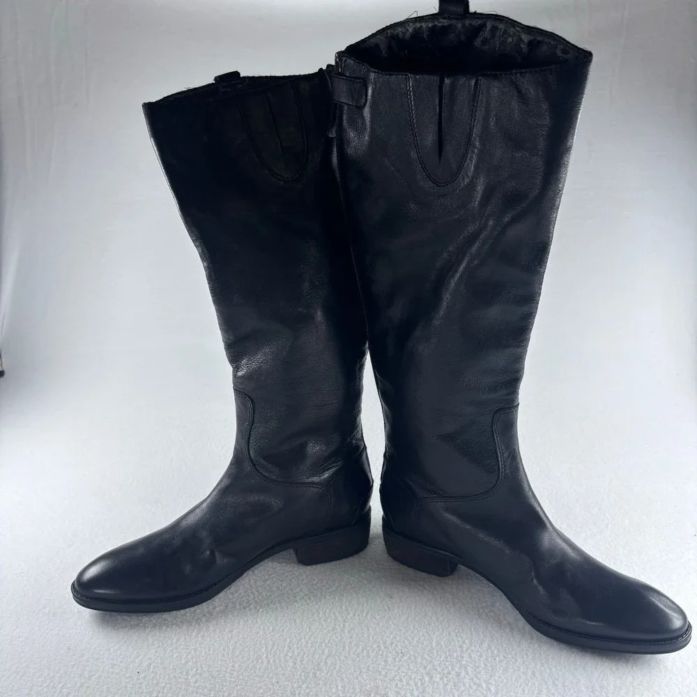 Sam Edelman Black Leather Riding Boots Knee High Womens Sz 7 Equestrian‎ Western